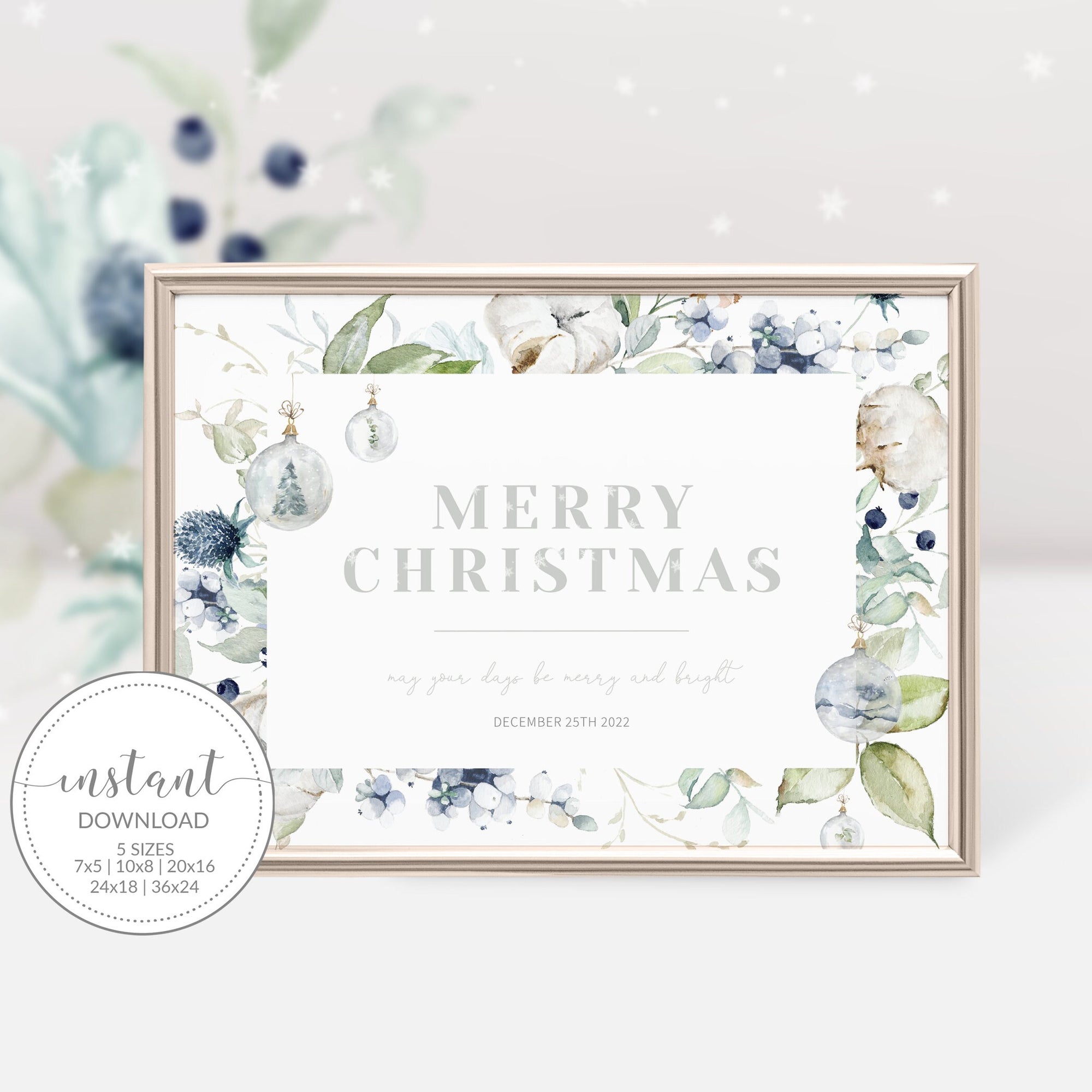 Christmas Party Welcome Sign Template, Printable Holiday Party Sign, Pastel Winter Merry Christmas Sign, INSTANT DOWNLOAD AW100