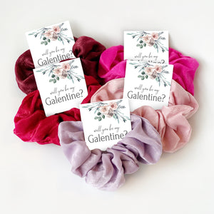 Will You Be My Galentine Card with Hair Scrunchie, Galentines Day Gift for Friends, Galentine Party Supplies, Galentine&#39;s Party Favors