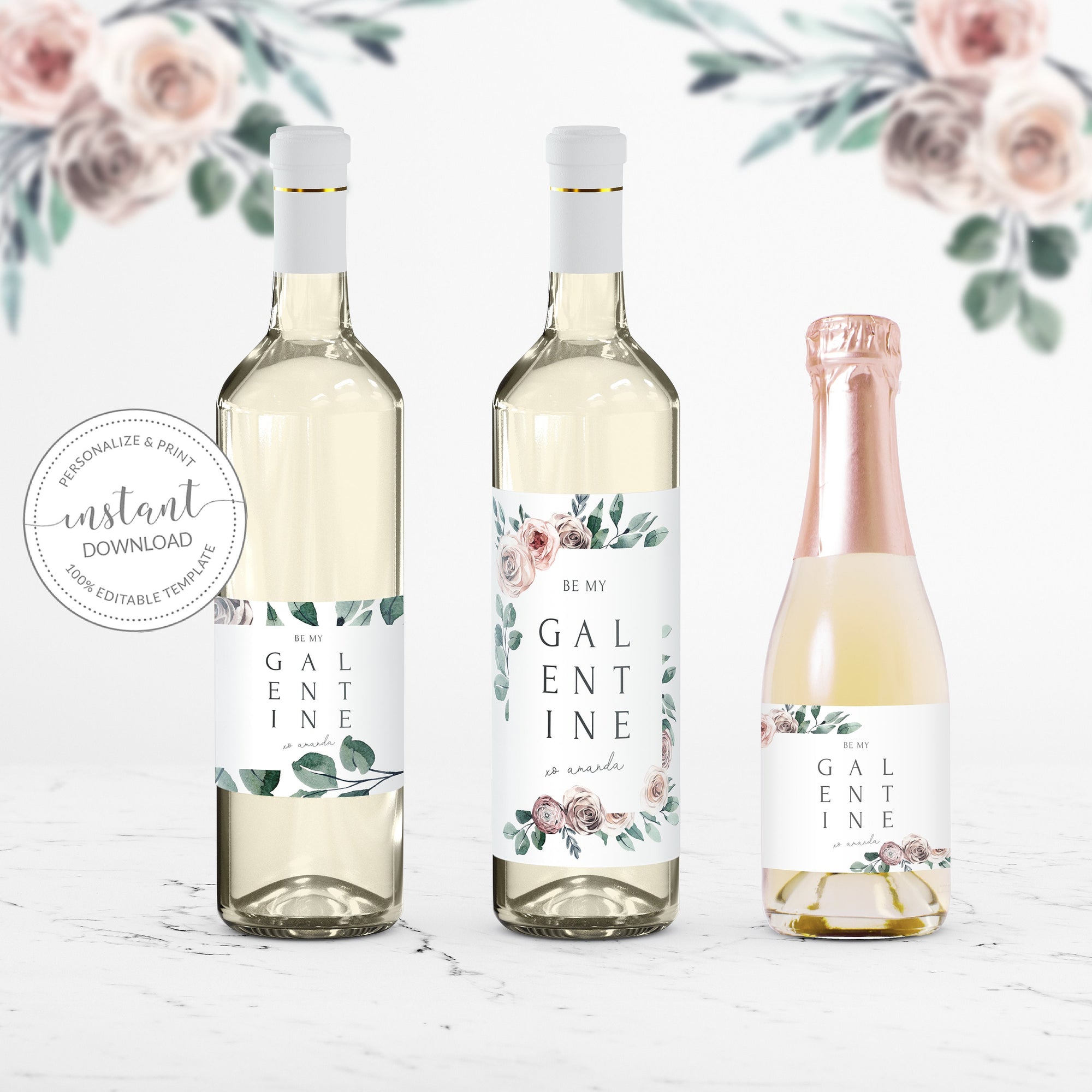 boho-rose-galentines-day-wine-bottle-labels-template-printable-mini-c-plumpolkadot for Champagne Bottle Labels Free Printable Boho Rose Galentines Day Wine Bottle Labels Template, Printable Mini C - PlumPolkaDot for Champagne Bottle Labels Free Printable