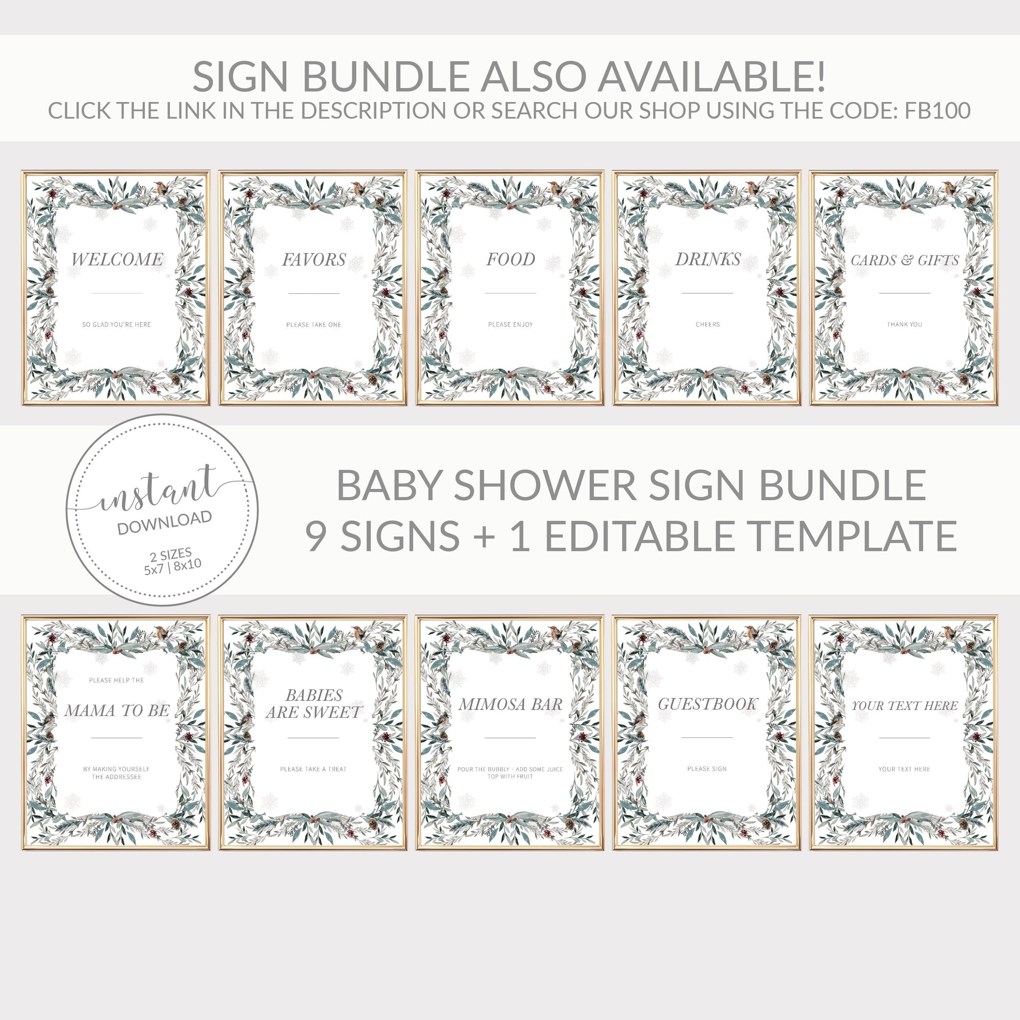 Christmas Guestbook Sign Printable, Winter Bridal Shower, Baby Shower, Christmas Wedding, Christmas Party Decoration, INSTANT DOWNLOAD FB100