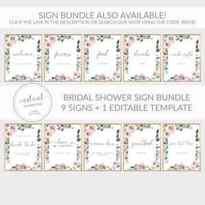 Bridal Shower Address an Envelope Sign Printable, Boho Rose Bridal Shower Decorations, Bridal Shower Table Signs, INSTANT DOWNLOAD - BR100