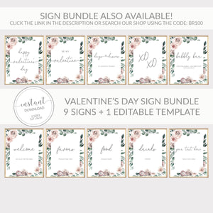 Be My Valentine Sign Printable, Valentines Day Decor, Valentines Day Party Decorations, Valentines Party Sign, INSTANT DOWNLOAD - BR100