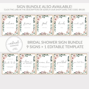 Guestbook Sign Printable, Boho Rose Bridal Shower Decorations, Birthday, Baby Shower, Wedding Decorations Supplies, INSTANT DOWNLOAD - BR100