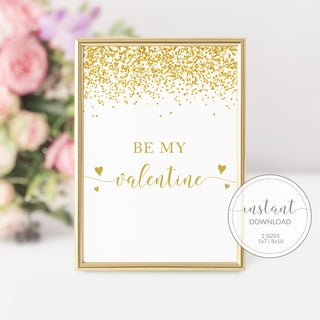 Be My Valentine Sign Printable, Valentines Day Decor, Valentines Day Party Decorations, Valentines Party Sign, INSTANT DOWNLOAD - V100