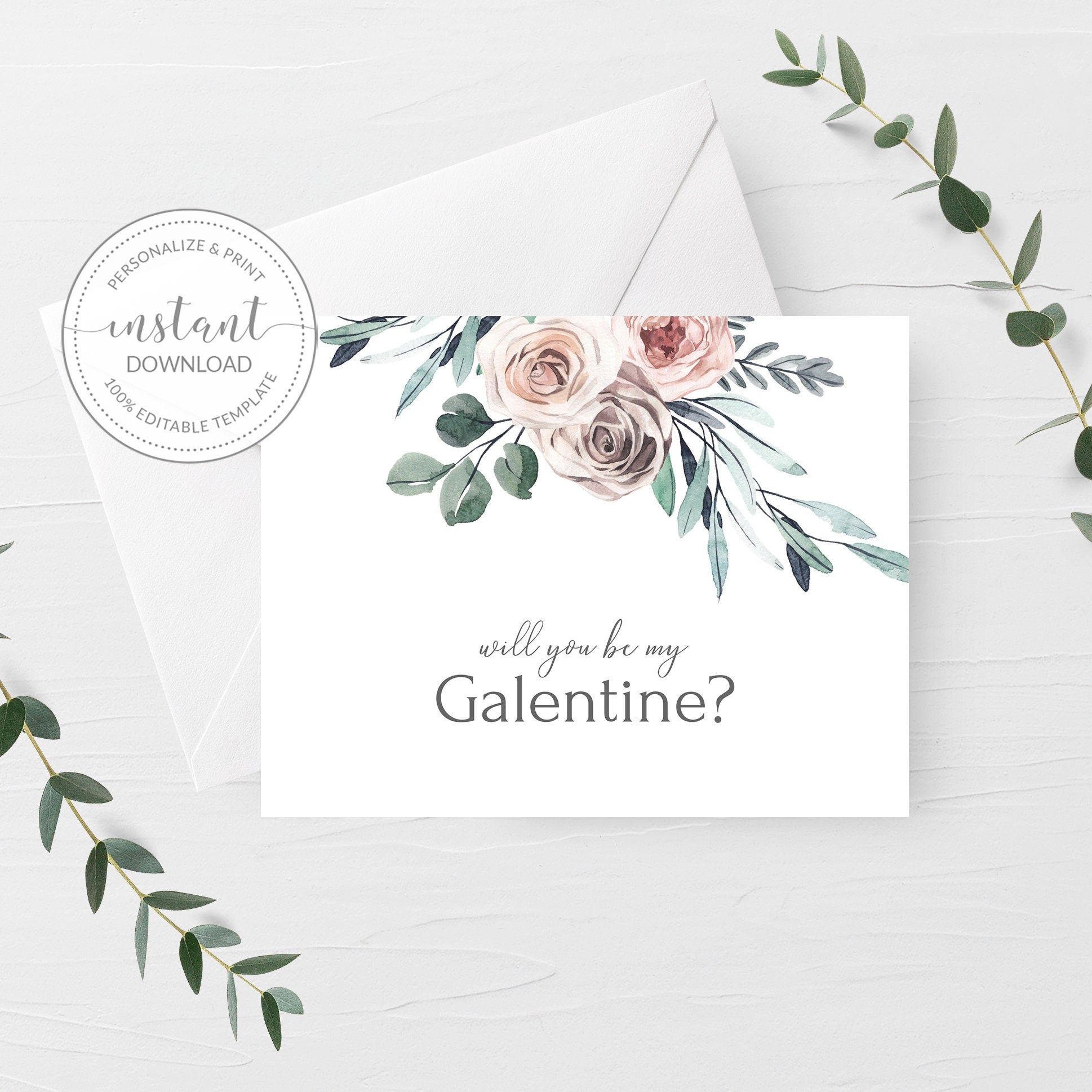Printable Galentines Day Card Template, Happy Galentines Day Card, Editable Be My Galentine, Galentines Card DIGITAL DOWNLOAD, A2 Size BR100