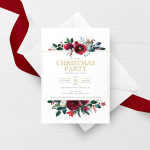 Printable Christmas Party Invitations Instant Download, Friends Christmas Party Invitation, Christmas Party Invites Editable Template, CG100
