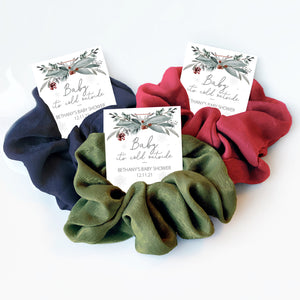 Baby It&#39;s Cold Outside Baby Shower Favors, Hair Scrunchie Favor, Christmas Baby Shower Guest Gifts, Winter Baby Shower Thank You - FB100
