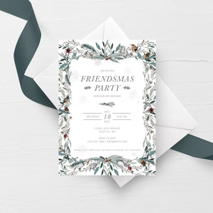 Friendsmas Invitation Template, Printable Friends Christmas Party Invitation, Friendsmas Party Invite, INSTANT DOWNLOAD FB100