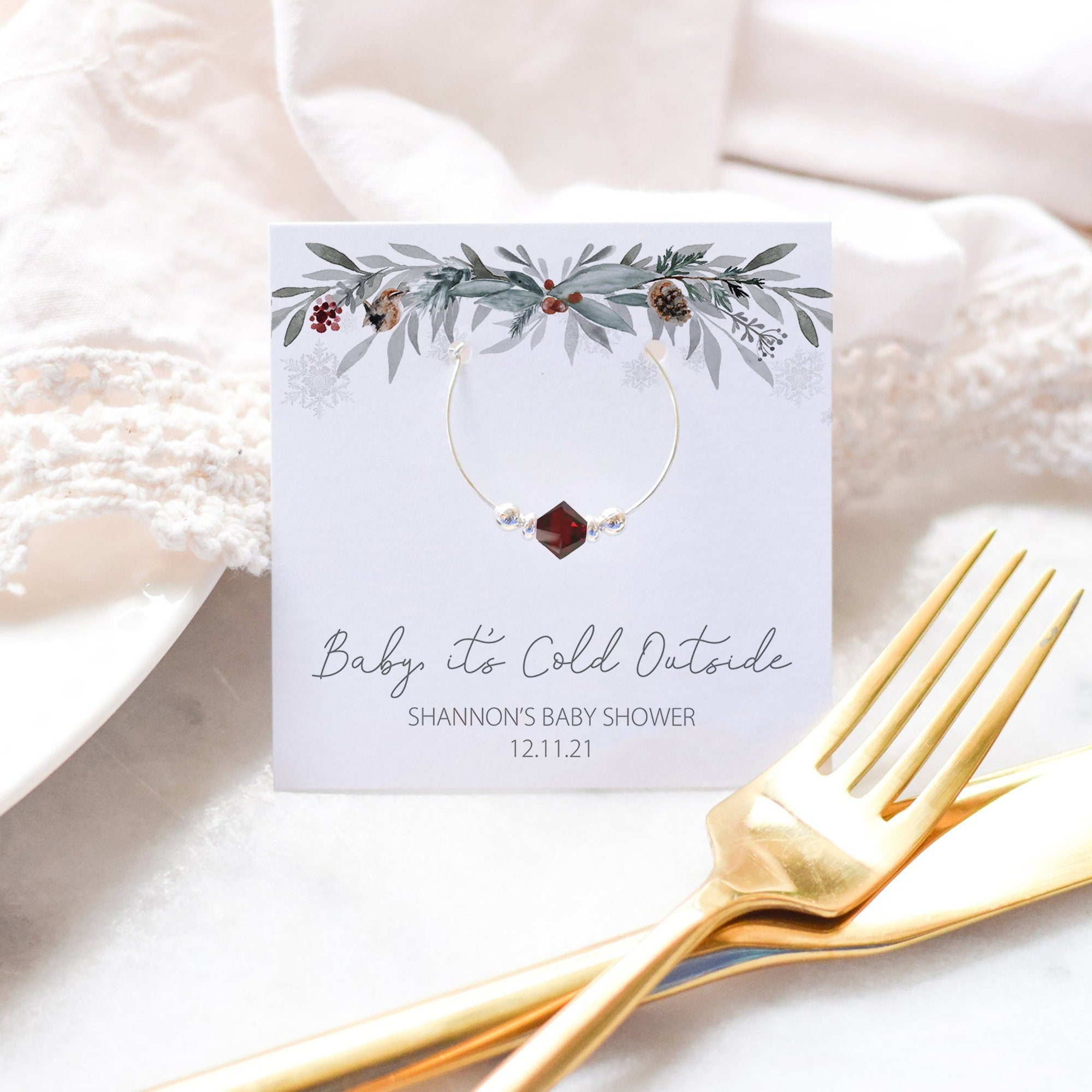 Baby It&#39;s Cold Outside Baby Shower Favors, Wine Charm Favor, Christmas Baby Shower Guest Gifts, Winter Baby Shower Thank You - FB100
