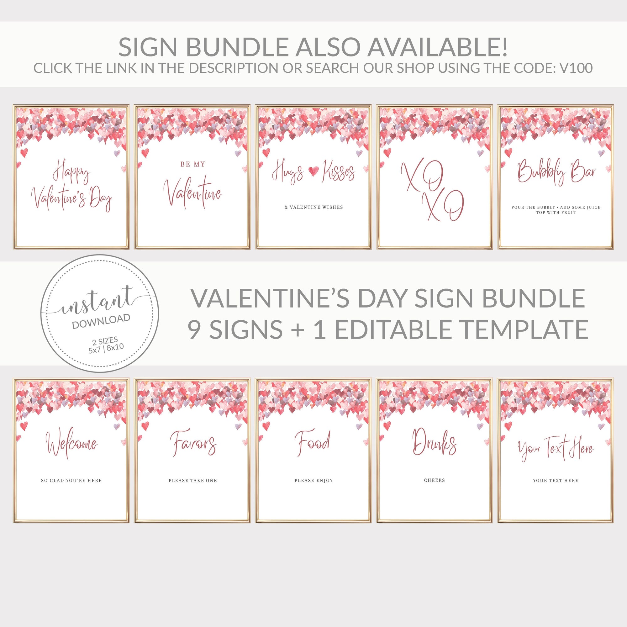 Food Sign Printable, Galentines Day Decor, Valentines Party Decorations, Bridal Shower, Valentine Wedding Table Sign, DIGITAL DOWNLOAD VH100