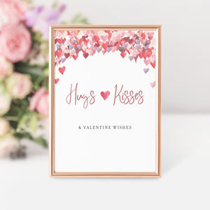 Hugs and Kisses Sign Printable, Valentines Day Decor, Valentines Day Party Decorations, Valentines Party Sign, INSTANT DOWNLOAD - VH100