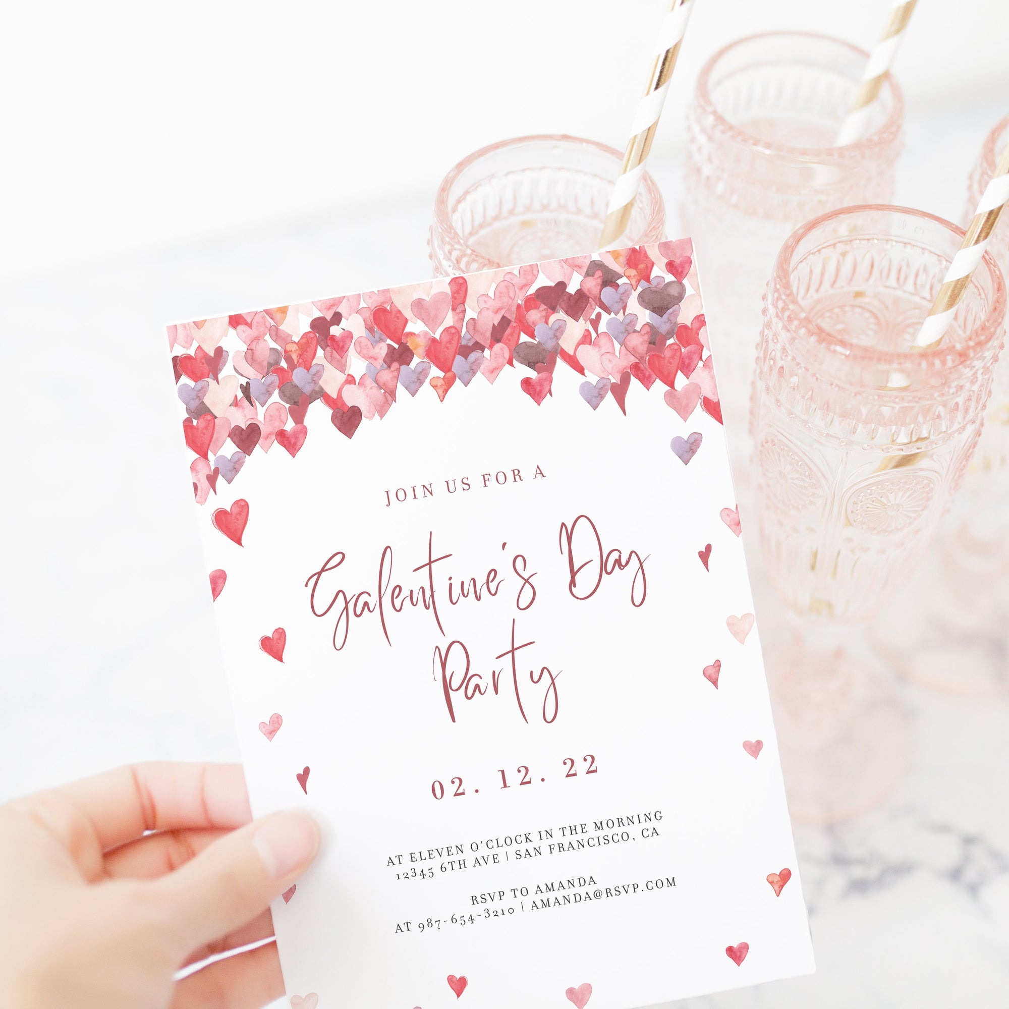 Printable Galentine Party Invitation, Galentines Invitation Template, Galentines Day Party Invite, INSTANT DOWNLOAD VH100