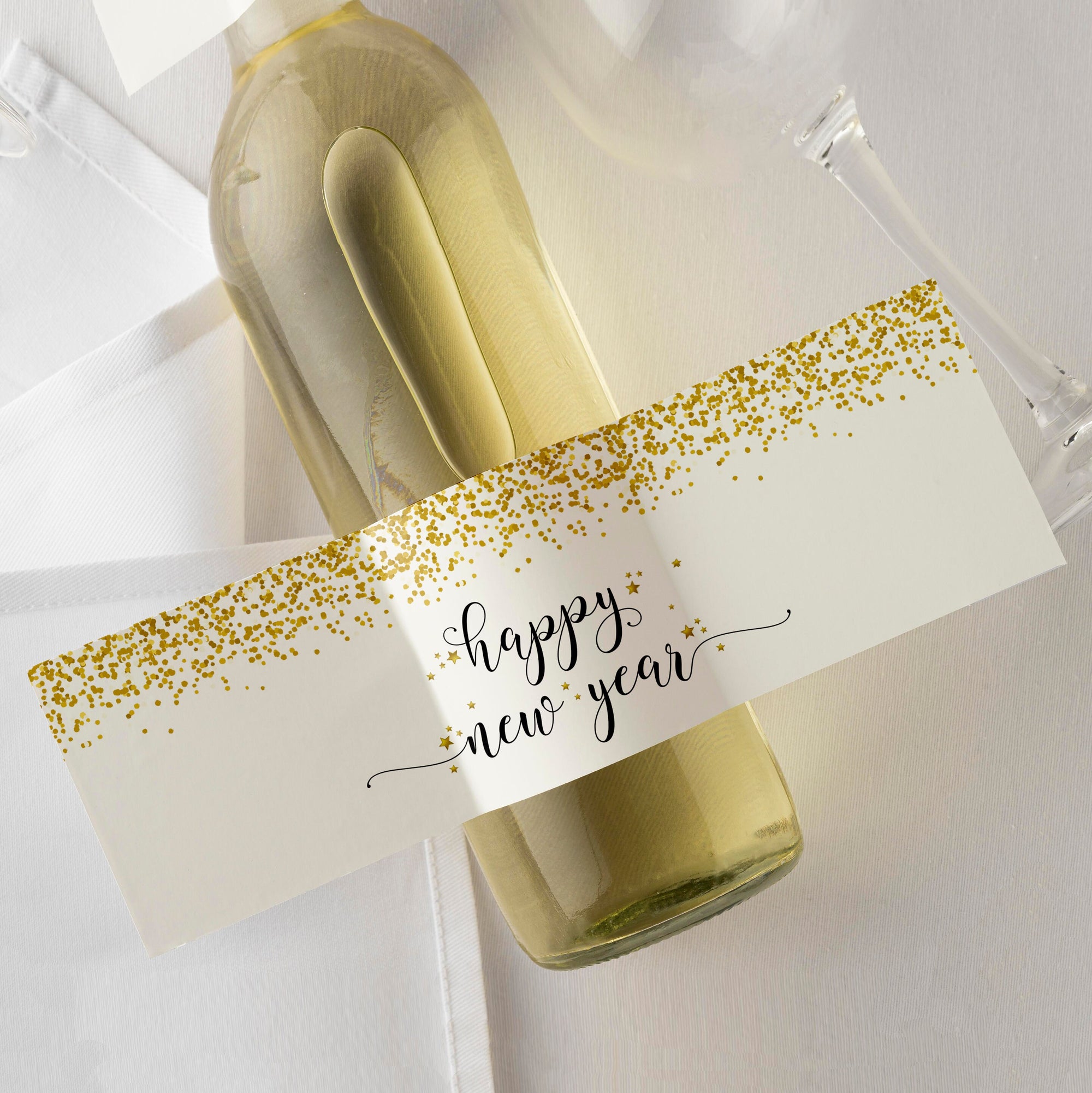 Printable New Years Eve Wine Bottle Labels, New Years Party Custom Wine Bottle Labels, Wine Favor Tag Template, DIGITAL DOWNLOAD NY100