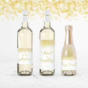 Printable Galentines Day Wine Bottle Labels, Galentines Day Party Mini Champagne Favor Tags Template, Editable DIGITAL DOWNLOAD - V100