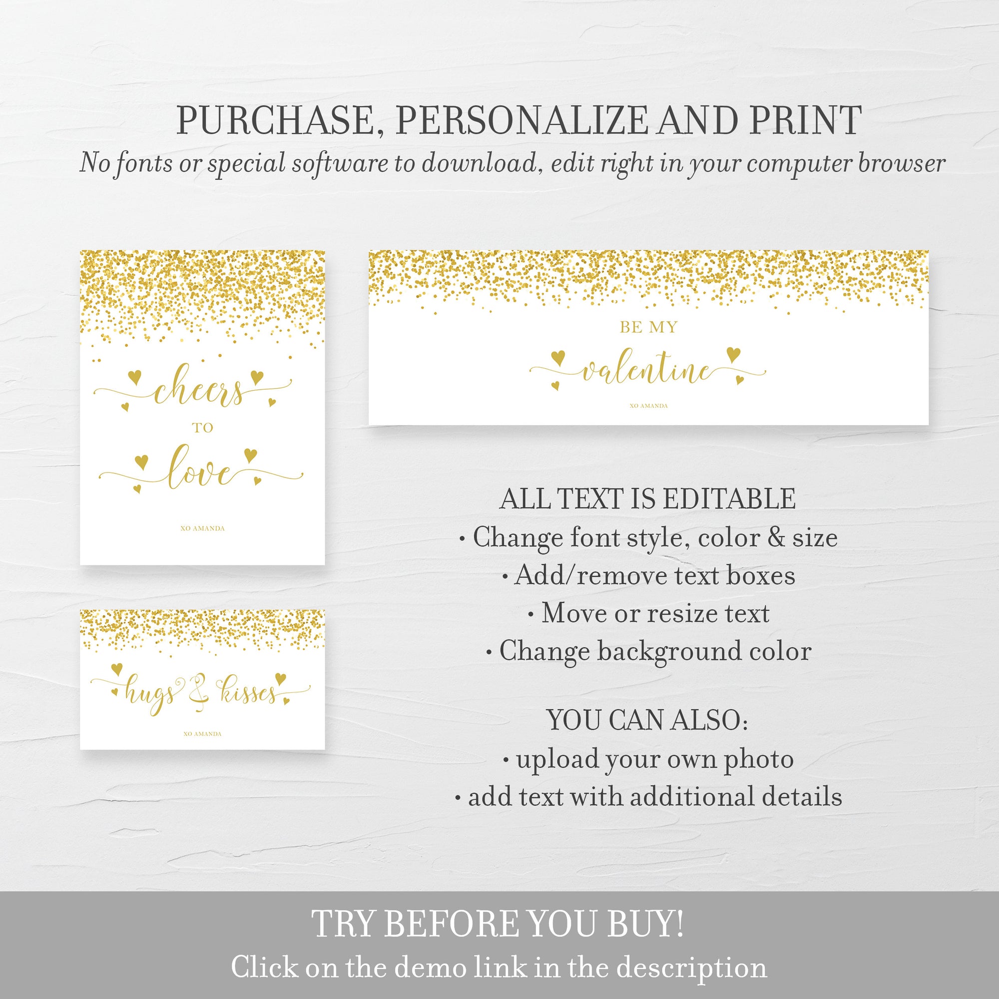 Printable Valentines Day Wine Bottle Labels, Valentines Day Party Mini Champagne Favor Tags Template, Editable DIGITAL DOWNLOAD - V100