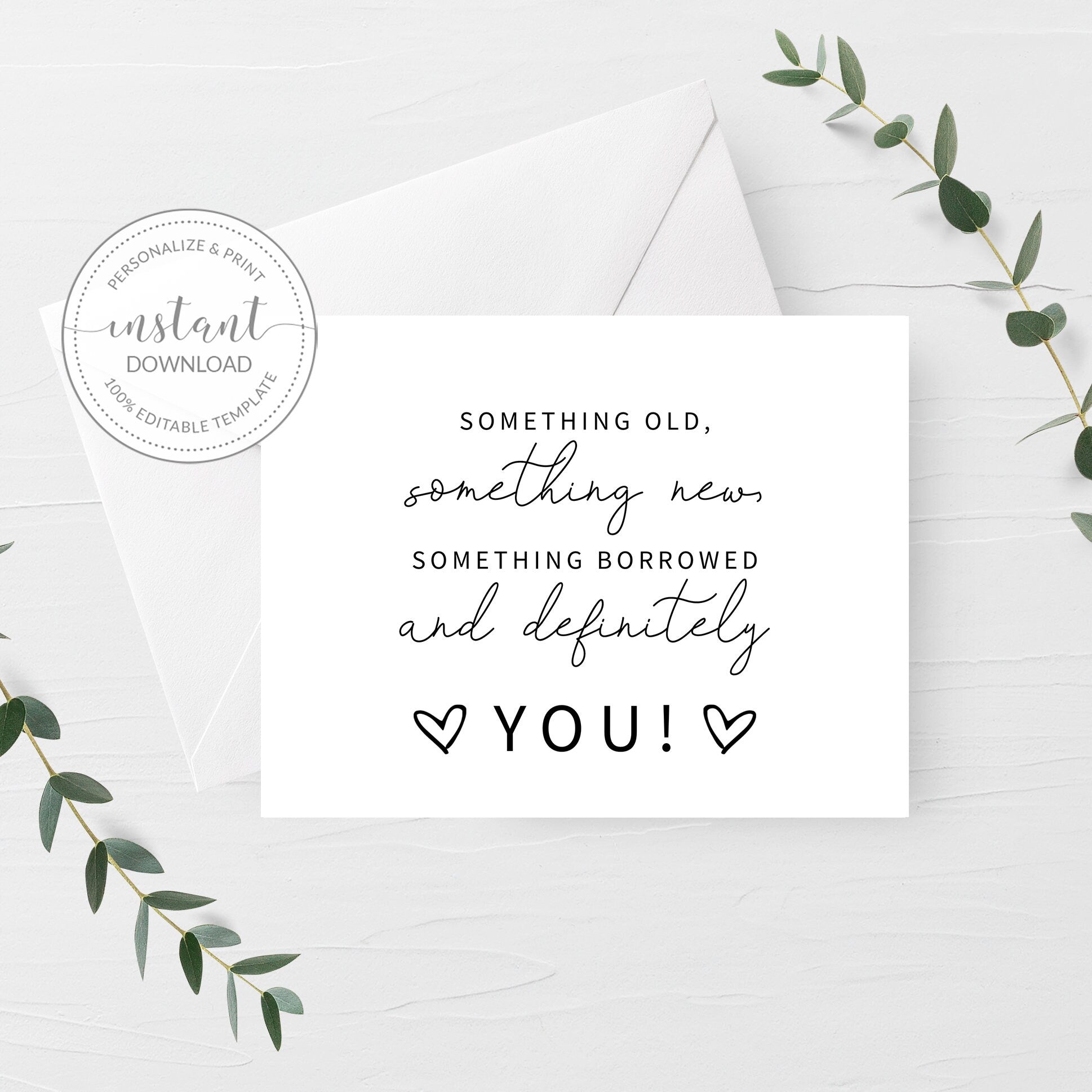 Bridesmaid Proposal Card Template, Printable Something Old Something N - PlumPolkaDot for Free Printable Bridesmaid Card Template