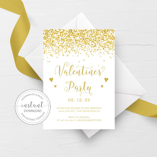Valentines Day Party Invite Template, Valentines Brunch Invitation, Printable Valentine Party Invitation, INSTANT DOWNLOAD V100