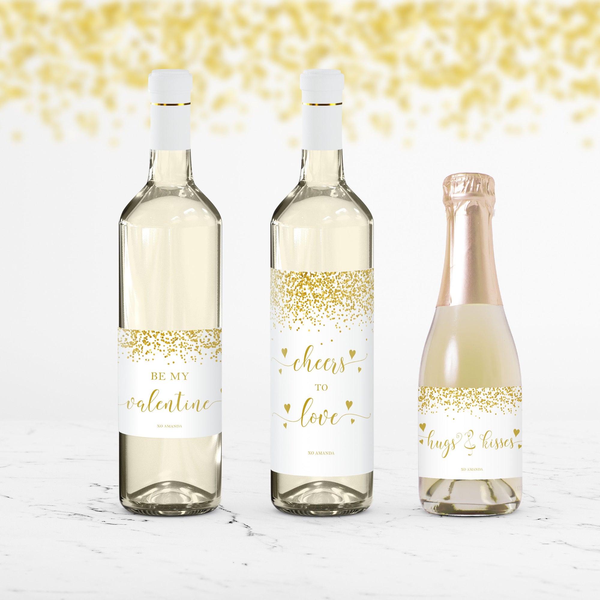 Printable Valentines Day Wine Bottle Labels, Valentines Day Party Mini Champagne Favor Tags Template, Editable DIGITAL DOWNLOAD - V100