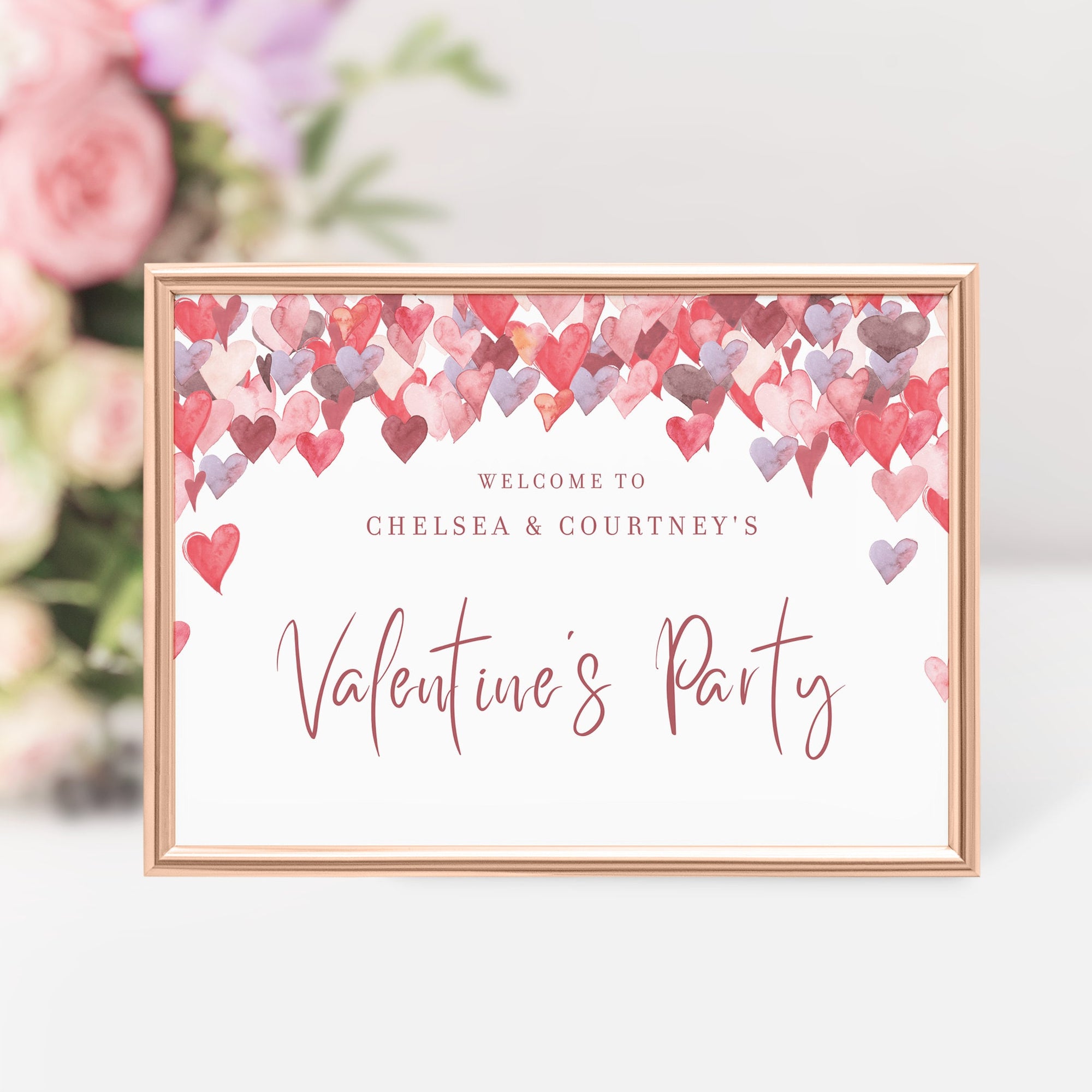 Valentines Day Party Welcome Sign Template, Printable Valentines Party Sign, Valentines Day Decorations, INSTANT DOWNLOAD - VH100