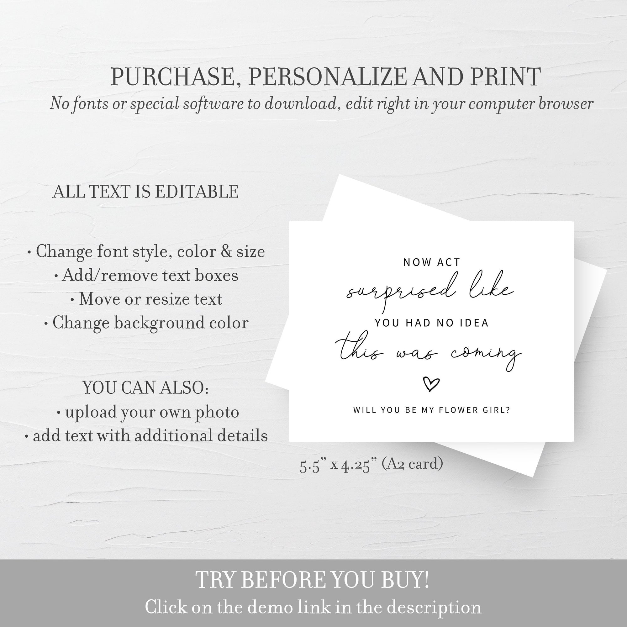 Printable Flower Girl Proposal Card Funny, Will You Be My Flower Girl Ask Card, Bridal Proposal Card Printable, DIGITAL DOWNLOAD, A2 Size