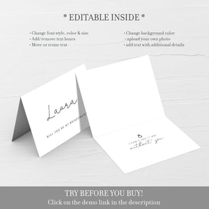Personalized Bridesmaid Proposal Card Printable, Bridesmaid Proposal Card Template, Will You Be My Bridesmaid, DIGITAL DOWNLOAD, A2 Size