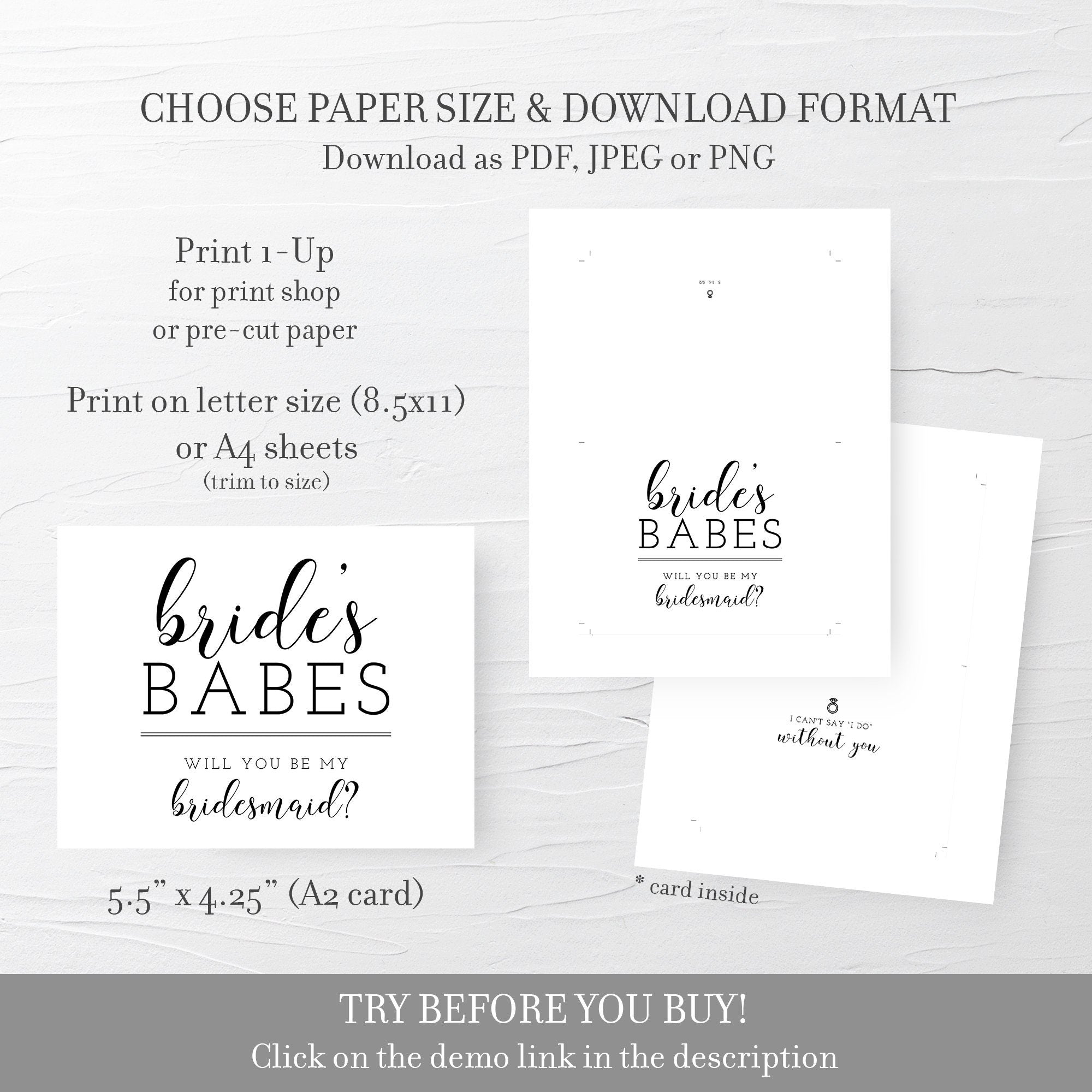 Bridesmaid Proposal Card Template, Printable Bride's Babes Bridesmaid - PlumPolkaDot bridesmaid-proposal-card-template-printable-bride-s-babes-bridesmaid-plumpolkadot