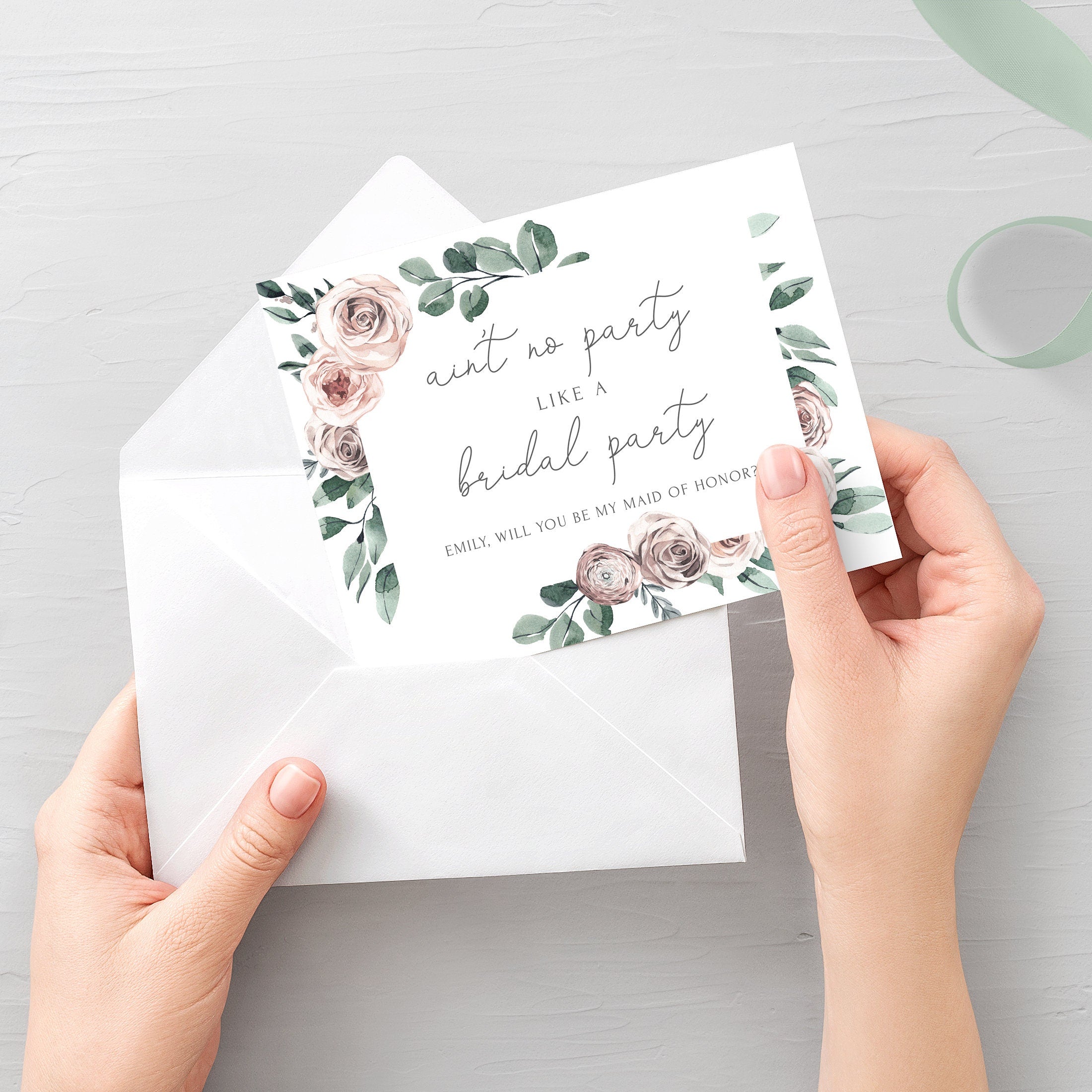 Printable Maid Of Honor Proposal Card Funny, Will You Be My Maid Of Honor Ask Card, Ain't No Party Personalized Card, DIGITAL A2 - BR100