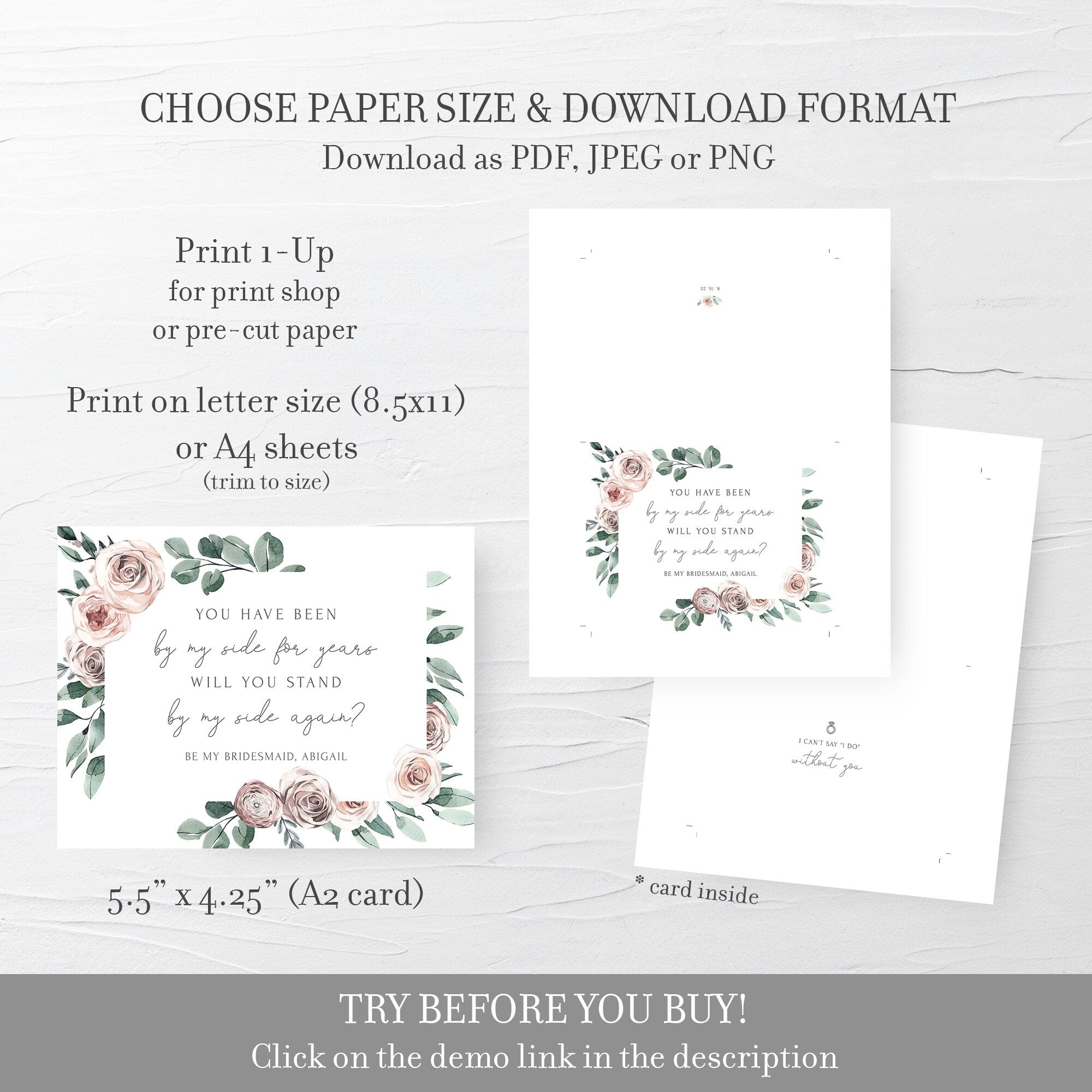 boho-rose-bridesmaid-proposal-card-template-printable-stand-by-my-sid-plumpolkadot for Free Printable Bridesmaid Information Sheet Boho Rose Bridesmaid Proposal Card Template, Printable Stand By My Sid - PlumPolkaDot for Free Printable Bridesmaid Information Sheet