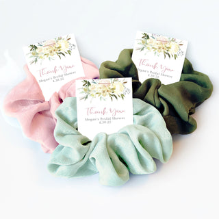 Hair Scrunchie Bridal Shower Favors, Pastel Blush Floral Bridal Shower Favor, Bridal Shower Guest Gifts, Wedding Shower Party Favors