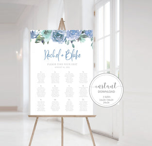 Seating Chart Poster Template, Alphabetical Wedding Seating Chart Board, Wedding Reception Seating Chart Sign Printable, DIGITAL BF100