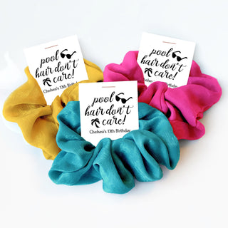 Pool Party Hair Scrunchie Favors, Personalized Summer Birthday Party, Pool Party Favors for Girls, Girls Swim Party, Pool Hair Don't Care