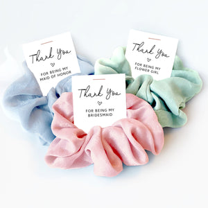 Hair Scrunchie Bridesmaid Gift, Thank You For Being My Bridesmaid, Bridal Party Gift, Junior Bridesmaid Gift, Flower Girl Thank You Gift