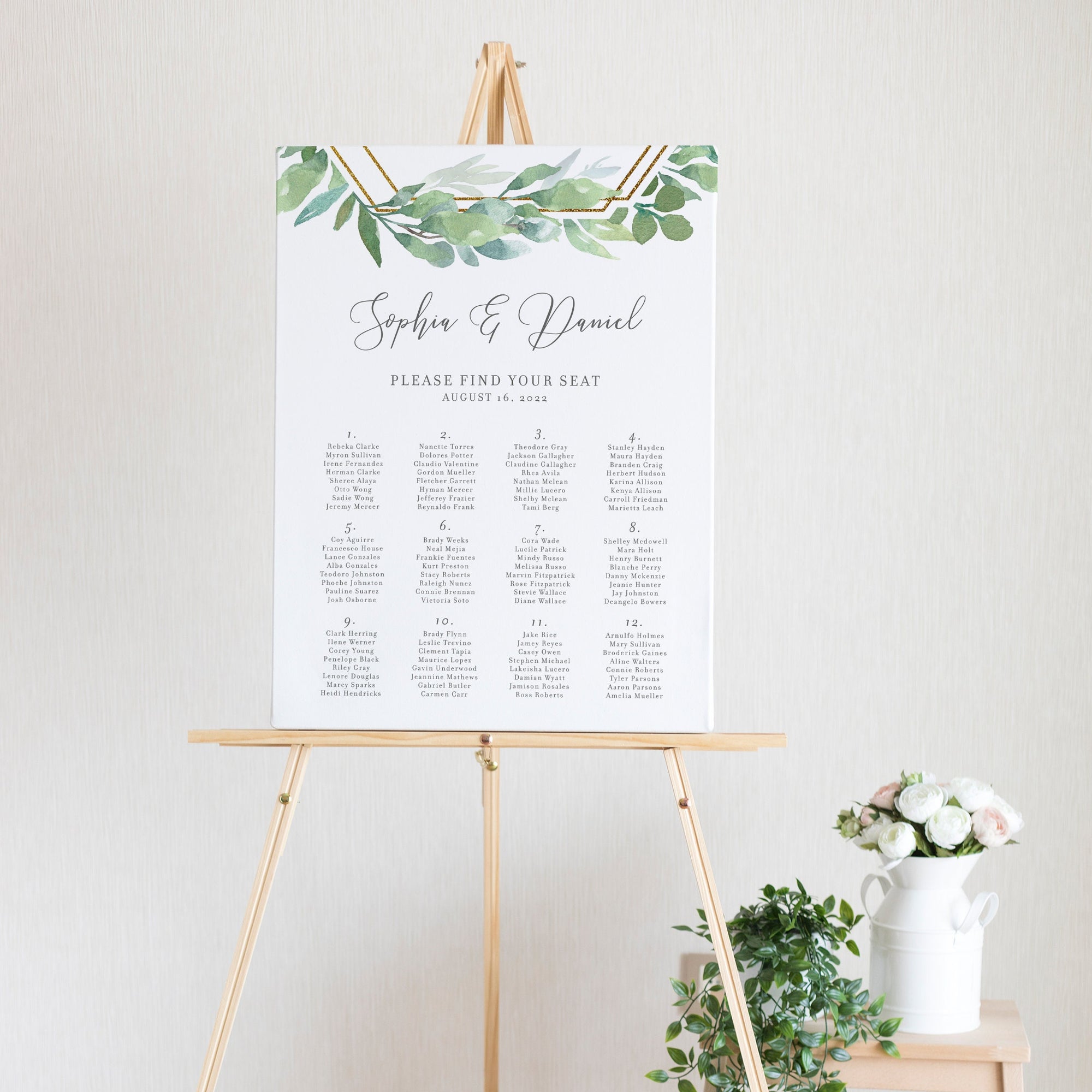 Seating Chart For Wedding Reception Template