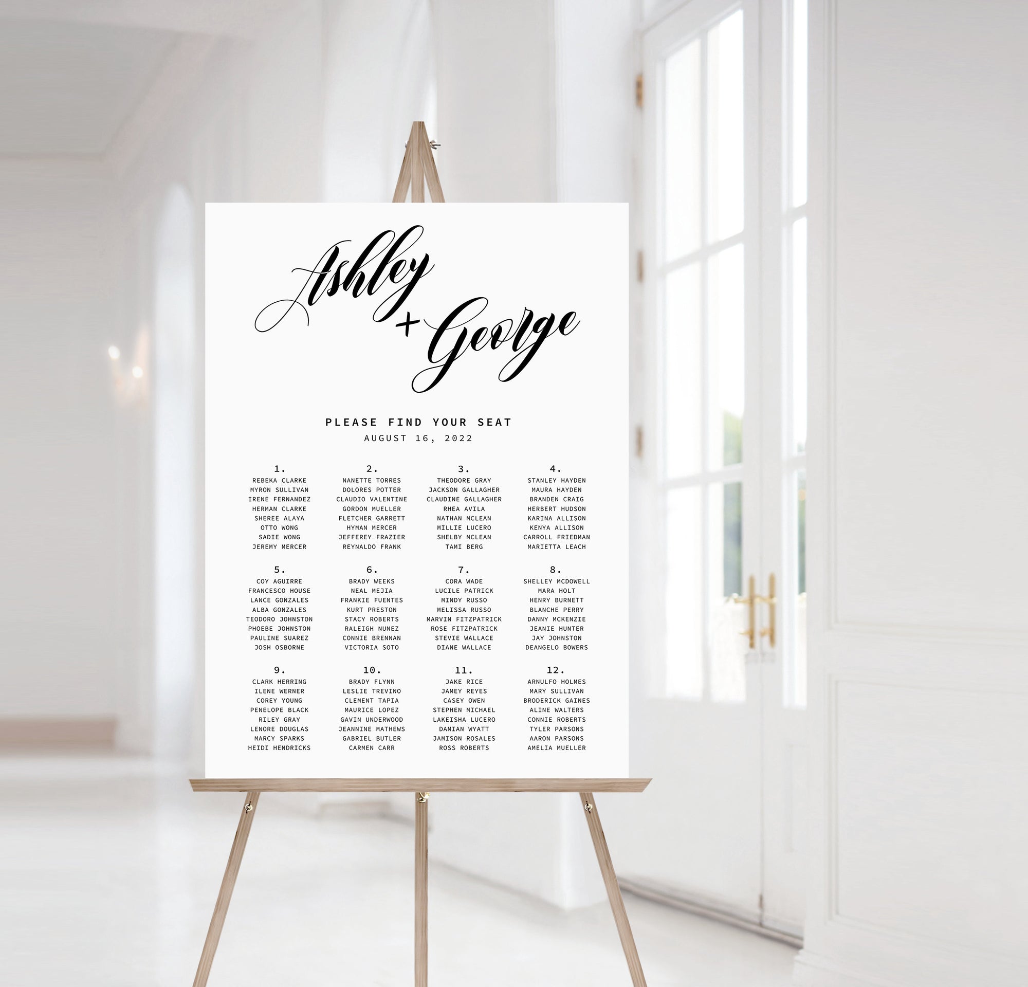 Wedding Reception Seating Chart Poster Template Leaf Seating Chart