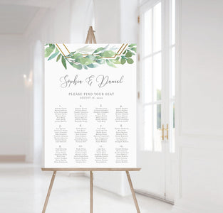 Greenery Wedding Seating Chart Poster Template, Alphabetical Wedding Seating Chart Board, Wedding Reception Seating Chart, DIGITAL GFG100
