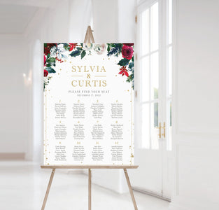 Christmas Wedding Seating Chart Poster Template, Alphabetical Wedding Seating Chart Board, Holiday Wedding Reception Seating Chart, CG100
