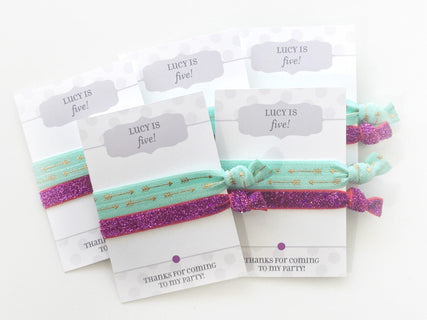 CUSTOM Birthday Party Favors, Hair Ties, Party Favours, Party Favors for Girls, Party Favors for Women - @PlumPolkaDot 