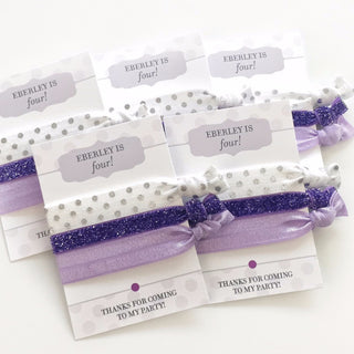 Purple & White Hair Tie Favors - Hair Accessories for All Occasions - @PlumPolkaDot 