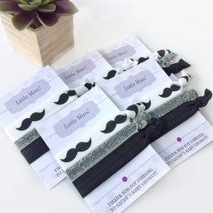 Mustache Party - Black & Silver Mustache Hair Tie Party Favors - Baby Shower Gift - @PlumPolkaDot 