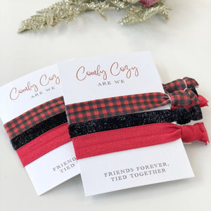 Buffalo Plaid Christmas Party Favors - Hair Tie Gifts for Friends - Stocking Stuffers - @PlumPolkaDot 